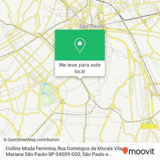 Collins Moda Feminina, Rua Domingos de Morais Vila Mariana São Paulo-SP 04009-000 mapa