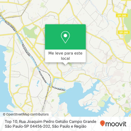 Top 10, Rua Joaquim Pedro Getúlio Campo Grande São Paulo-SP 04456-202 mapa