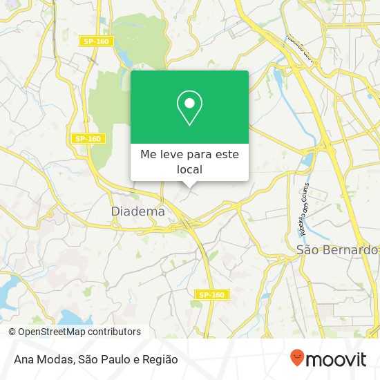 Ana Modas, Avenida Dom João VI, 429 Taboão Diadema-SP 09940-150 mapa