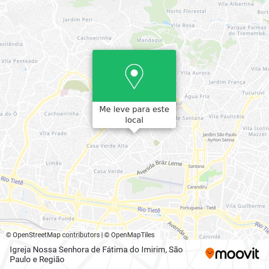 Igreja Nossa Senhora de Fátima do Imirim mapa