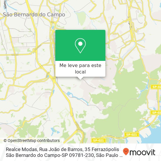 Realce Modas, Rua João de Barros, 35 Ferrazópolis São Bernardo do Campo-SP 09781-230 mapa