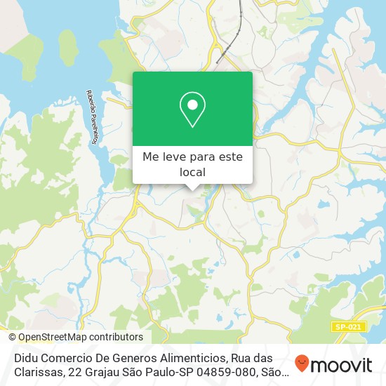 Didu Comercio De Generos Alimenticios, Rua das Clarissas, 22 Grajau São Paulo-SP 04859-080 mapa