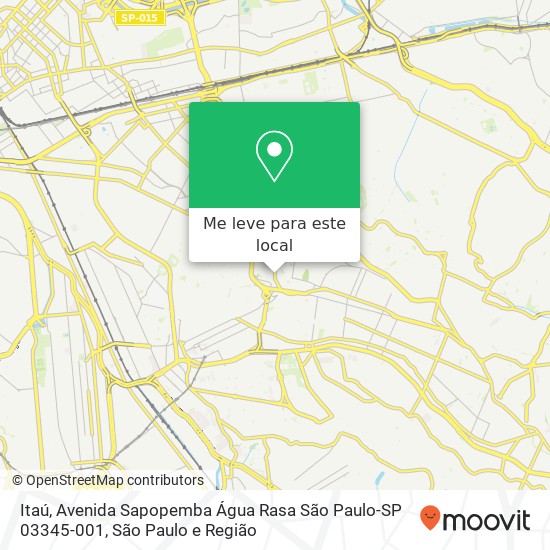 Itaú, Avenida Sapopemba Água Rasa São Paulo-SP 03345-001 mapa