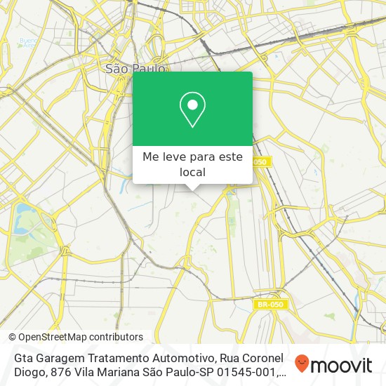 Gta Garagem Tratamento Automotivo, Rua Coronel Diogo, 876 Vila Mariana São Paulo-SP 01545-001 mapa