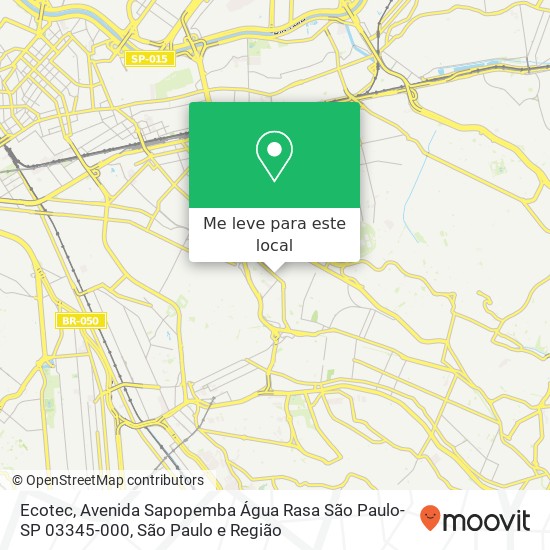 Ecotec, Avenida Sapopemba Água Rasa São Paulo-SP 03345-000 mapa