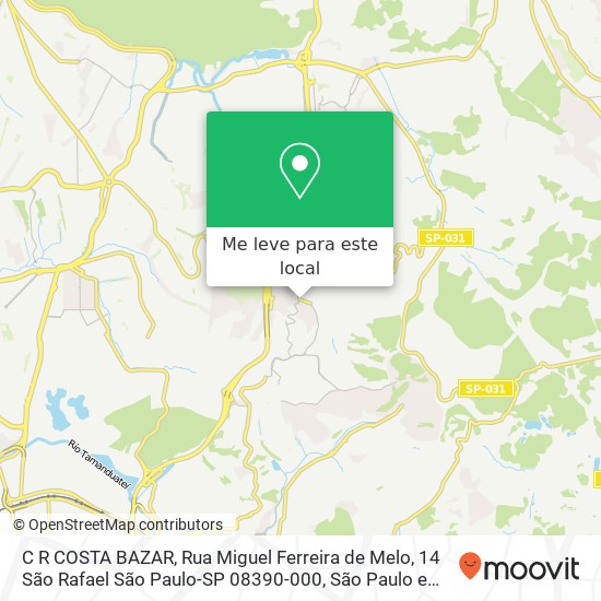 C R COSTA BAZAR, Rua Miguel Ferreira de Melo, 14 São Rafael São Paulo-SP 08390-000 mapa