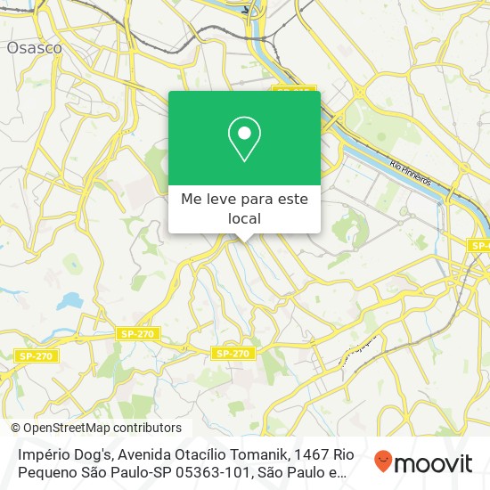 Império Dog's, Avenida Otacílio Tomanik, 1467 Rio Pequeno São Paulo-SP 05363-101 mapa