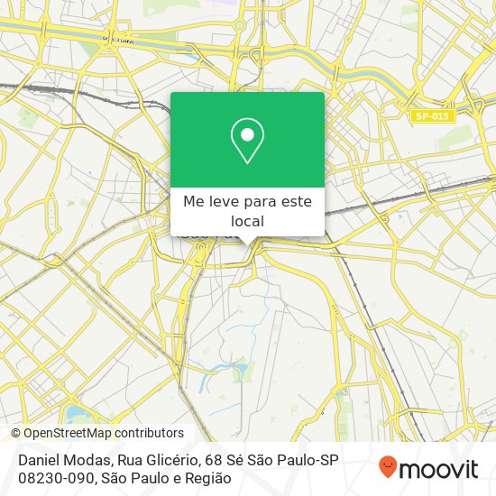 Daniel Modas, Rua Glicério, 68 Sé São Paulo-SP 08230-090 mapa