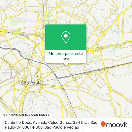 Cantinho Doce, Avenida Celso Garcia, 394 Brás São Paulo-SP 03014-000 mapa