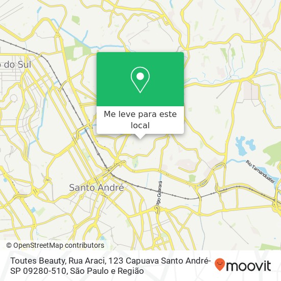 Toutes Beauty, Rua Araci, 123 Capuava Santo André-SP 09280-510 mapa