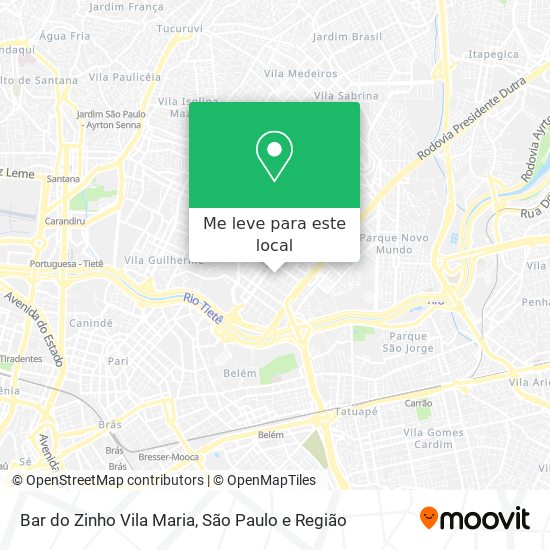 Bar do Zinho Vila Maria mapa