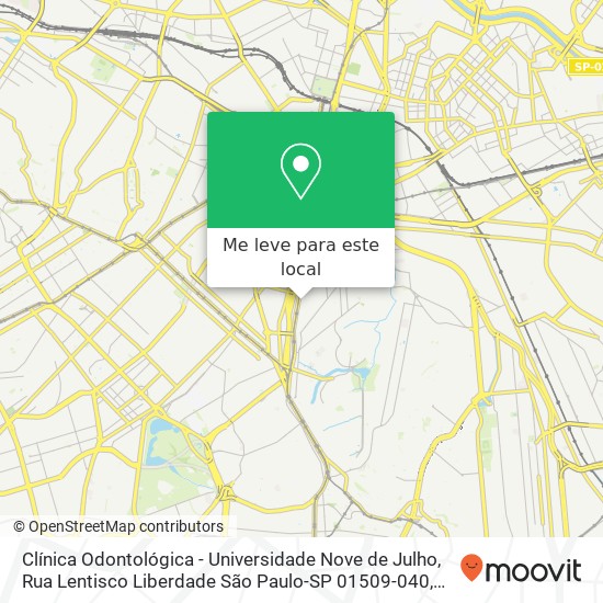 Clínica Odontológica - Universidade Nove de Julho, Rua Lentisco Liberdade São Paulo-SP 01509-040 mapa