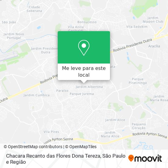 Chacara Recanto das Flores Dona Tereza mapa