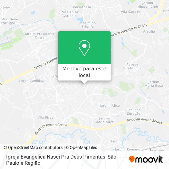 Igreja Evangelica Nasci Pra Deus Pimentas mapa