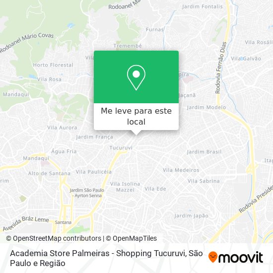 Academia Store Palmeiras - Shopping Tucuruvi mapa
