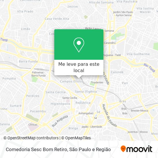 Comedoria Sesc Bom Retiro mapa