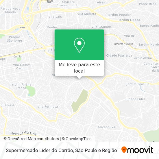 Supermercado Líder do Carrão mapa