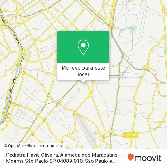 Pediatra Flavia Oliveira, Alameda dos Maracatins Moema São Paulo-SP 04089-010 mapa