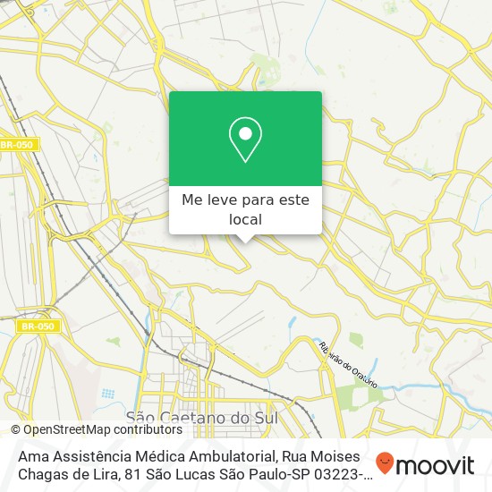 Ama Assistência Médica Ambulatorial, Rua Moises Chagas de Lira, 81 São Lucas São Paulo-SP 03223-070 mapa