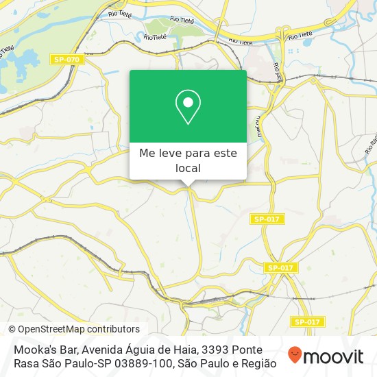 Mooka's Bar, Avenida Águia de Haia, 3393 Ponte Rasa São Paulo-SP 03889-100 mapa