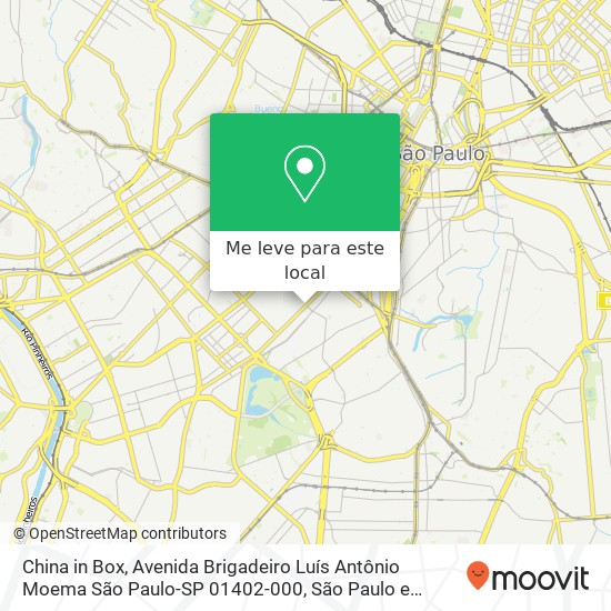 China in Box, Avenida Brigadeiro Luís Antônio Moema São Paulo-SP 01402-000 mapa