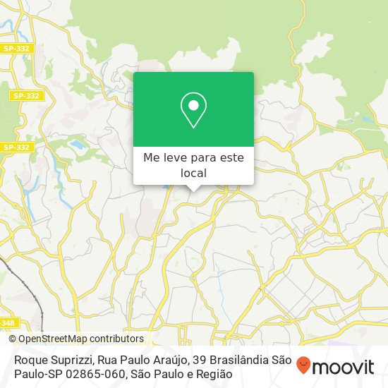 Roque Suprizzi, Rua Paulo Araújo, 39 Brasilândia São Paulo-SP 02865-060 mapa