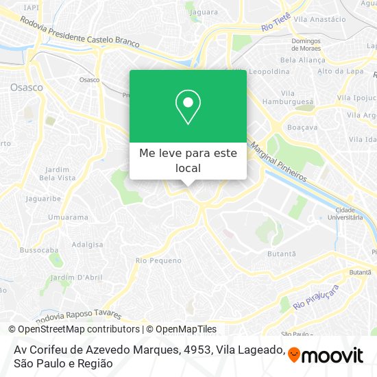 Av Corifeu de Azevedo Marques, 4953, Vila Lageado mapa