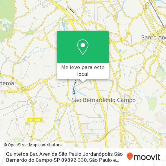 Quintetos Bar, Avenida São Paulo Jordanópolis São Bernardo do Campo-SP 09892-330 mapa