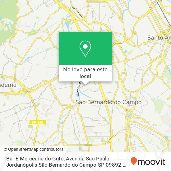 Bar E Mercearia do Guto, Avenida São Paulo Jordanópolis São Bernardo do Campo-SP 09892-330 mapa