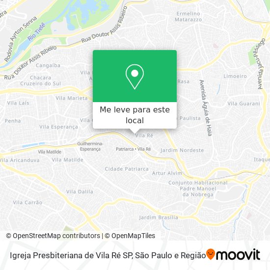 Igreja Presbiteriana de Vila Ré SP mapa