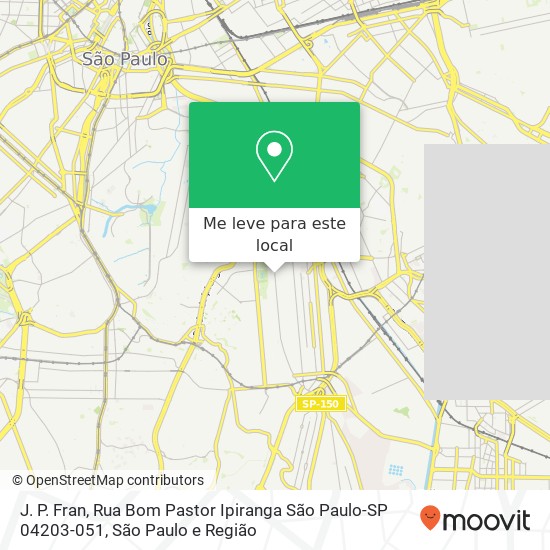 J. P. Fran, Rua Bom Pastor Ipiranga São Paulo-SP 04203-051 mapa