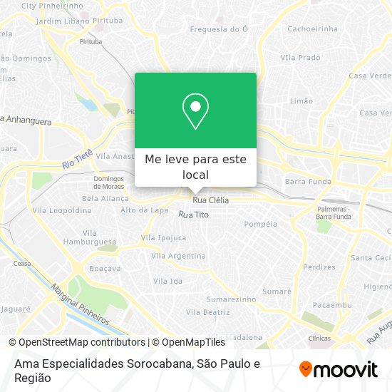 Ama Especialidades Sorocabana mapa