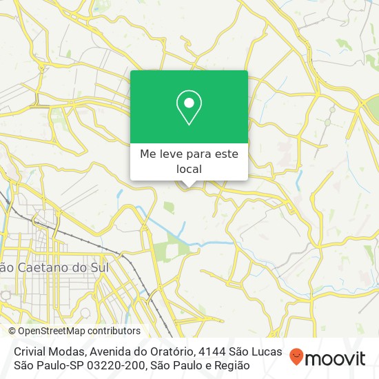 Crivial Modas, Avenida do Oratório, 4144 São Lucas São Paulo-SP 03220-200 mapa