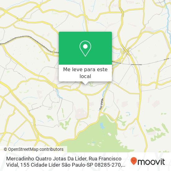 Mercadinho Quatro Jotas Da Lider, Rua Francisco Vidal, 155 Cidade Líder São Paulo-SP 08285-270 mapa