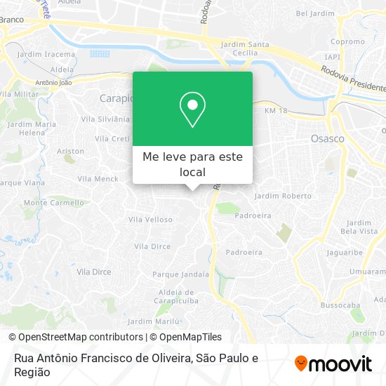 Rua Antônio Francisco de Oliveira mapa
