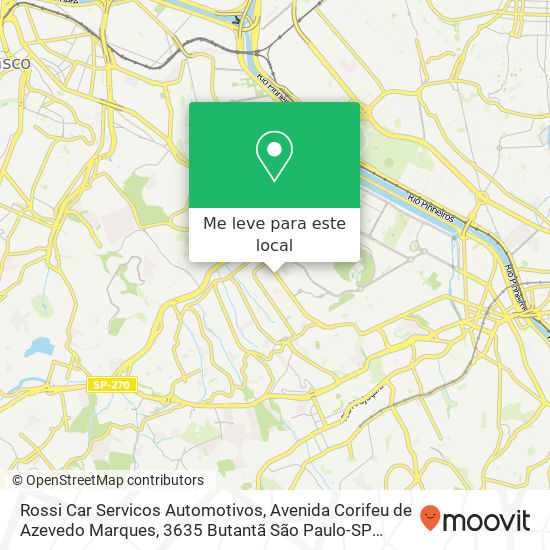 Rossi Car Servicos Automotivos, Avenida Corifeu de Azevedo Marques, 3635 Butantã São Paulo-SP 05340-000 mapa
