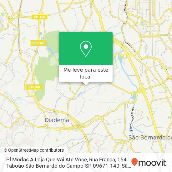 Pl Modas A Loja Que Vai Ate Voce, Rua França, 154 Taboão São Bernardo do Campo-SP 09671-140 mapa