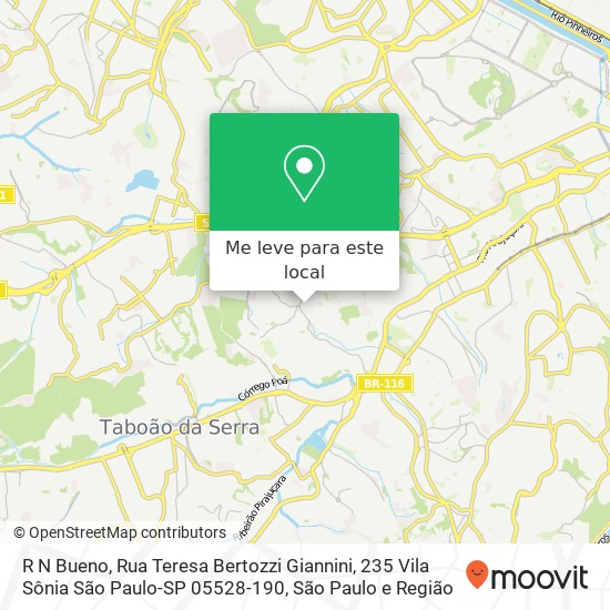 R N Bueno, Rua Teresa Bertozzi Giannini, 235 Vila Sônia São Paulo-SP 05528-190 mapa