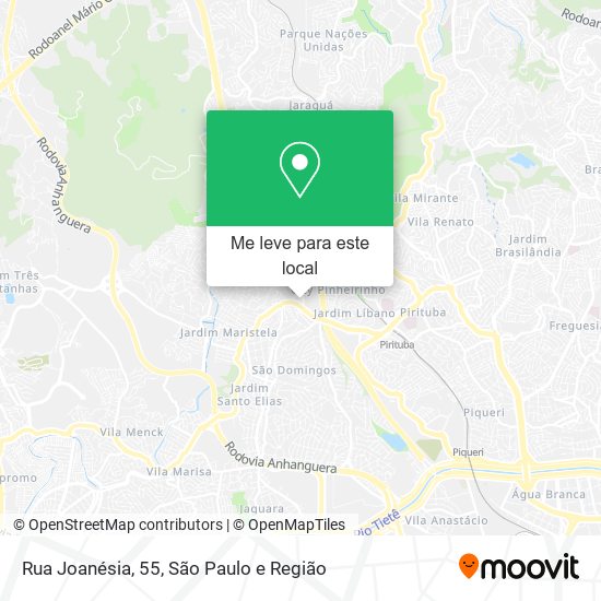 Rua Joanésia, 55 mapa