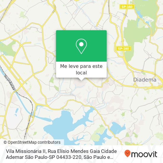 Vila Missionária II, Rua Elísio Mendes Gaia Cidade Ademar São Paulo-SP 04433-220 mapa