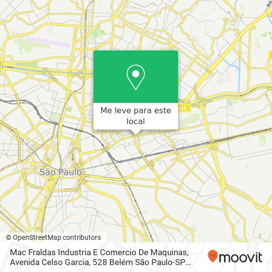 Mac Fraldas Industria E Comercio De Maquinas, Avenida Celso Garcia, 528 Belém São Paulo-SP 03014-000 mapa