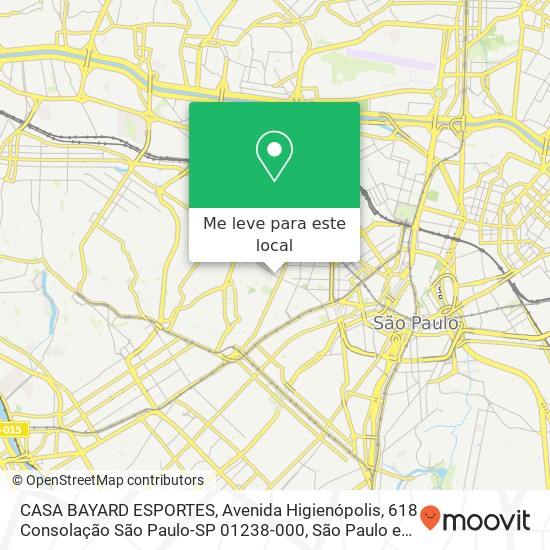 CASA BAYARD ESPORTES, Avenida Higienópolis, 618 Consolação São Paulo-SP 01238-000 mapa
