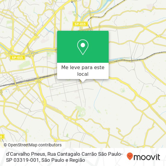 d'Carvalho Pneus, Rua Cantagalo Carrão São Paulo-SP 03319-001 mapa