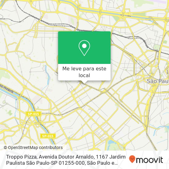 Troppo Pizza, Avenida Doutor Arnaldo, 1167 Jardim Paulista São Paulo-SP 01255-000 mapa