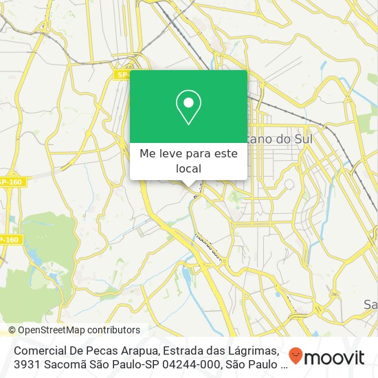 Comercial De Pecas Arapua, Estrada das Lágrimas, 3931 Sacomã São Paulo-SP 04244-000 mapa