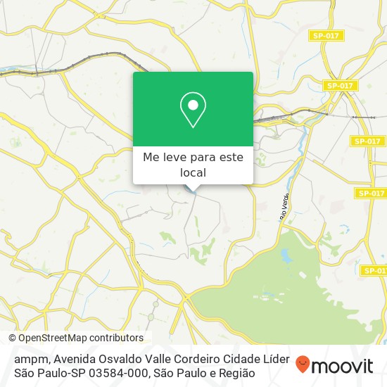 ampm, Avenida Osvaldo Valle Cordeiro Cidade Líder São Paulo-SP 03584-000 mapa