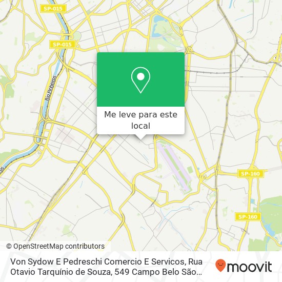 Von Sydow E Pedreschi Comercio E Servicos, Rua Otavio Tarquínio de Souza, 549 Campo Belo São Paulo-SP 04613-001 mapa