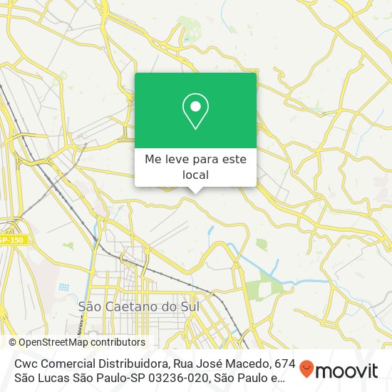 Cwc Comercial Distribuidora, Rua José Macedo, 674 São Lucas São Paulo-SP 03236-020 mapa