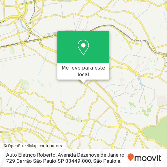 Auto Eletrico Roberto, Avenida Dezenove de Janeiro, 729 Carrão São Paulo-SP 03449-000 mapa
