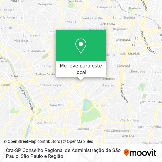 Cra-SP Conselho Regional de Administração de São Paulo mapa